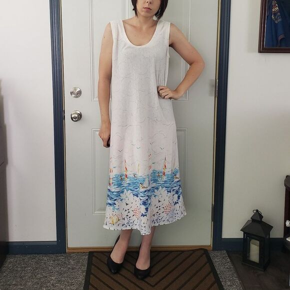 Vintage Dresses & Skirts - 90s Windsurfer‎ Print Sun Dress